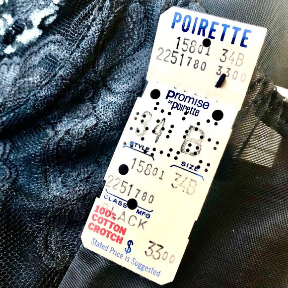 Vintage Dolores For Poirette Vtg 70's Black Lace Teddy Bodysuit ILGWU 34B NEW - Picture 11 of 16